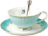 Jusalpha® Vintage Blue Bone China Teacup Coffee Cup Spoon and Saucer Set (FL-TCS01)...