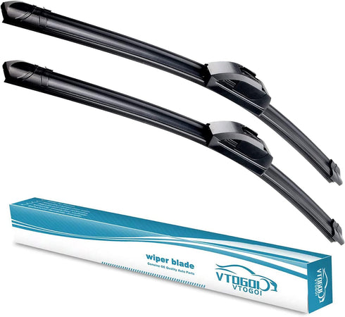 OEM Quality 26''+17'' Premium All-Season Auto Windshield Natural Rubber J-Hook Wiper Blades(Pack of 2)...