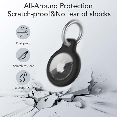 4 Pack Waterproof AirTag Holder Keychain,Air Tag Case with Anti-Lost Keyring,Hard TPU Air Tag Cases...