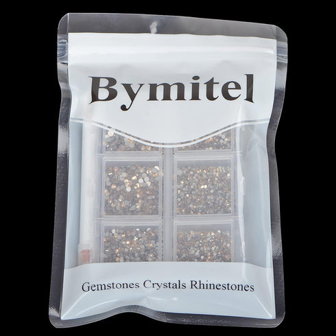 Bymitel 7200 Pieces 6 Mixed Sizes Glue Fix on Glass Rhinestones Round Crystal Gems Flatback for DIY Jewelry Making with one Picking Pen(6-Sizes 72...