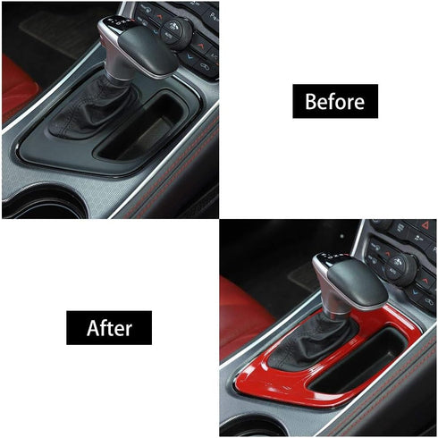 Voodonala for Challenger Gear Shift Panel Covers Decoration Trim Accessories for Dodge Challenger 2015-2022 (Red)...