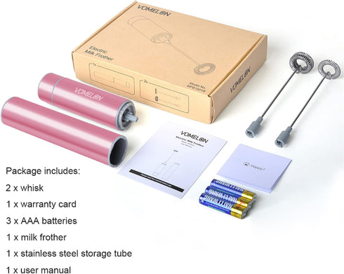 Electric Milk Frother Handheld,Travel Coffee Drink Mixer Batteries Included, 304 Stainless Steel Whisk for latte Cappuccino,Bulletproof Coffee Hot...