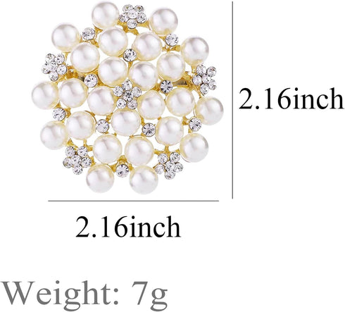Fashion Elegant Pearl Crystal Snowflake Brooch Pin for Women Girls Wedding Soiree Party Jewelry...