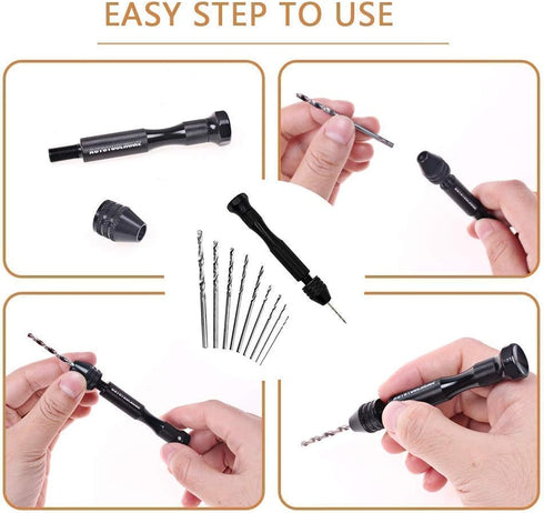 Precision Pin Vise Hand Drill with 25pcs Micro Twist Drill Bits Set (0.5-3.0mm) Mini Hand Drill Rotary Tool for PCB,Metal,Wood,Jewelry,Plastic,Res...
