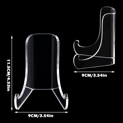 Chunful 2 Pieces Acrylic Plate Stands Clear Acrylic Easels Display Stands with Deep Support Shelves for Display Card Holder Photos Book Picture Ta...