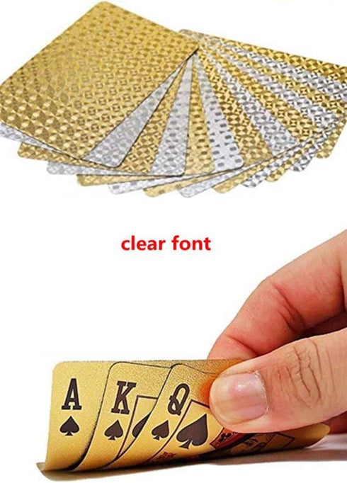 2 Pack Diamond Playing Cards Waterproof Gold Silver Foil Playing Cards Plastic Poker Cards High Flexible (Silver+Gold Diamond)...