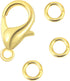 ALEXCRAFT Lobster Clasps for Jewelry Making, 150pcs 10mm Lobster Claw Clasps with Open Jump Rings Necklace Bracelet Extender 14K Gold Claps for DI...