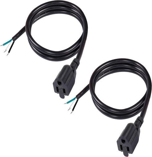MEIRIYFA 18 Gauge 3 Prong Female NEMA 5-15 Plug Heavy Duty Cord US SJT Replacement Power Supply Cable 10A 110V 115V 120V Pigtail 2PCS (3.3FT)...