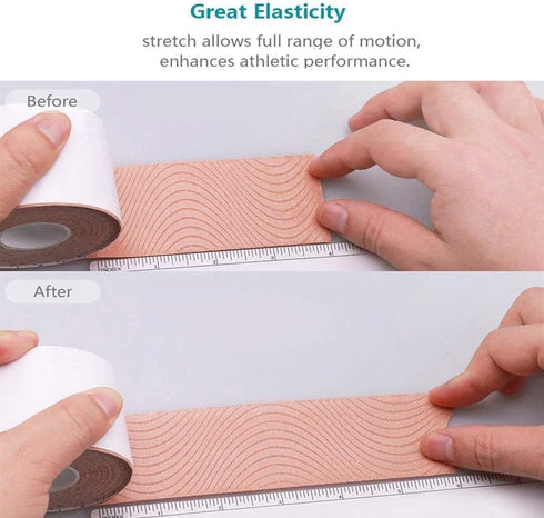 2 Rolls Waterproof Breathable Kinesiology Tape, Athletic Elastic Kneepad Muscle Pain Relief Knee Taping for Gym Fitness Running Tennis Swimming (B...