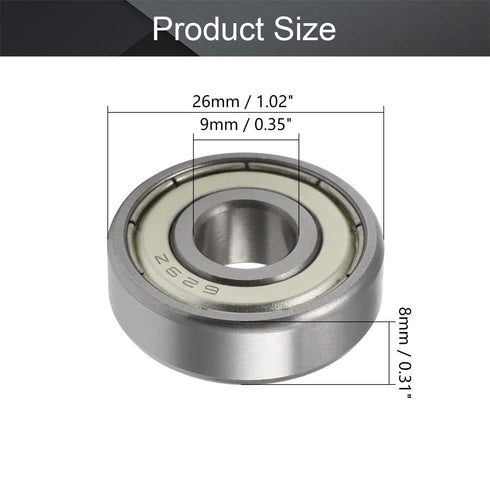Othmro Deep-Groove Ball Bearings,10Pcs 629ZZ Deep Groove Bearings 9x26x8mm Ball Bearing Double Plastic Sealed Carbon Steel Deep Groove Bearing for...