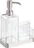 iDesign 67080 Forma Plastic Soap Pump with Caddy, Dispenser with Storage Compartment for Bathroom, Kitchen Countertops, Sinks, Set of 1, Stainless...