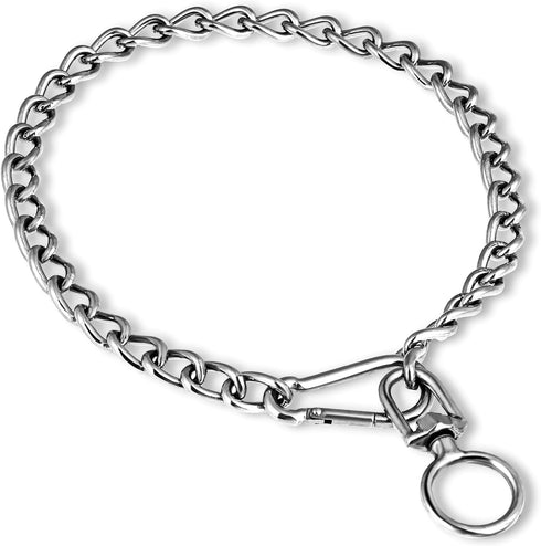 Metal Chain Dog Collar, Chew Proof Dog Necklace Leash Adjustable Slip Chain Necklace Stainless Steel Dog Leash Extension Chain Collars for Large S...