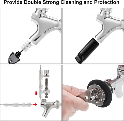 Draft Beer Tap Plugs Brush Beer Faucet Plug 5PCS Beer Keg Tap Plugs, 5PCS Beer Keg Tap Cover Beer Faucet Brush Caps Cover, 3PCS Long Cleaning Brus...