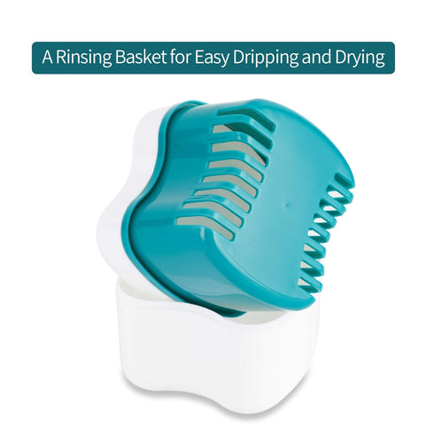Annhua Retainer Cleaning Case Partial Denture Case, Large Retainer Cleaner Case with Strainer, ABS Travel Denture Cups for Soaking Dentures and Fa...