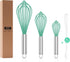 Teal Silicone Whisk, Professional Silicone Whisks For Cooking Non Scratch, Stainless Steel & Silicone Wisk,Plastic Rubber Whisk Tool for Nonstick ...