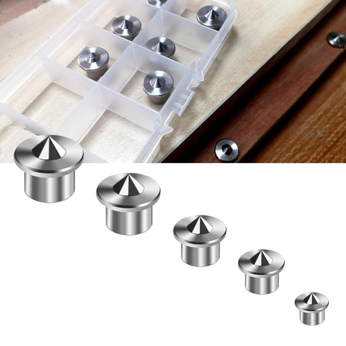 Stainless Steel Dowel Pin Centers Set, 5pcs Dowel Pins of 1/4" 3/8" 5/16" 7/16" 1/2",Sharp Point Dowel and Tenon Center Transfer Plugs for Joinery...