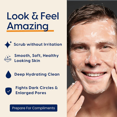 Strive - Fresh Face Jojoba Scrub - Mens Face Scrub, Fragrance Free, Smooth, Clear Skin, Refreshing with Aloe Vera, Centella Asiatica, Hyaluronic A...