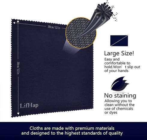 Extra Large Microfiber Cleaning Cloths(12"x 12") for Glasses or Eyeglass, Phone,Computer Screen,Camera Lens,Eye Glasses Lens Cleaner,Eyeglass Clea...