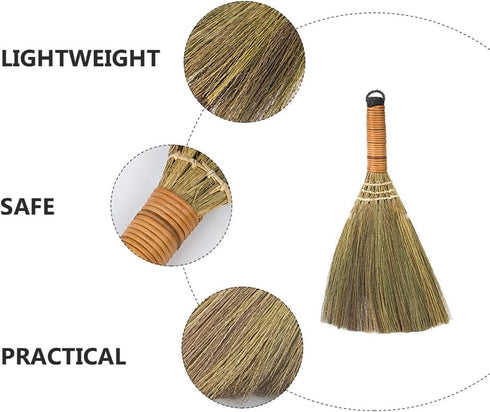 Veemoon 4 Pcs Handheld Cleaning Broom Small Whisk Broom Rustic Household Broom Mini Straw Broom Home Broom Dust Brush for Indoor Outdoor...