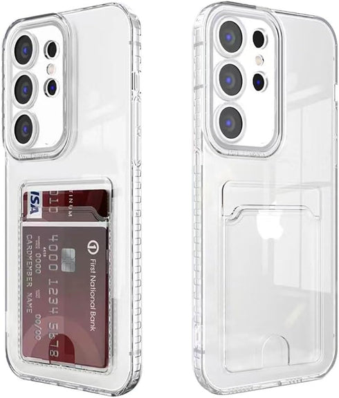 Compatible with Samsung Galaxy S22 Ultra Case with Card Holder, Clear Card Slot case, Ultra-Thin, Soft, Shockproof, Credit Card Protective Cover...