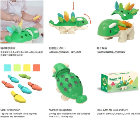 Toddler Montessori Toys Educational Dinosaur Game Learning Activities - Gifts for 18 Month Age 1 2 3 4 One Year Old Boy Girl Kid Birthday - Baby S...
