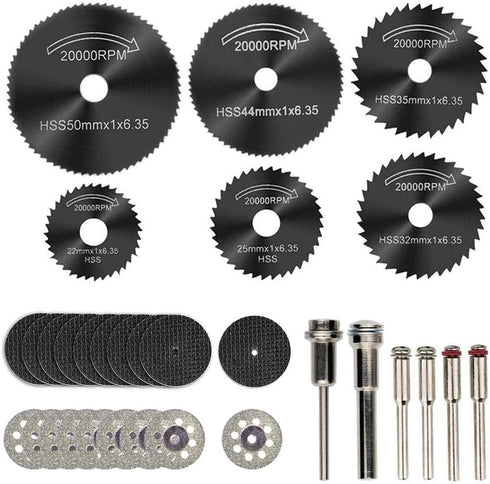 Cutting Wheels for Rotary Tool, Diamond Metal Wood Cutting Wheels and Drill Cutting Disc with 1/8" Shank and Resin Cutting Off Wheels with Mandrel...