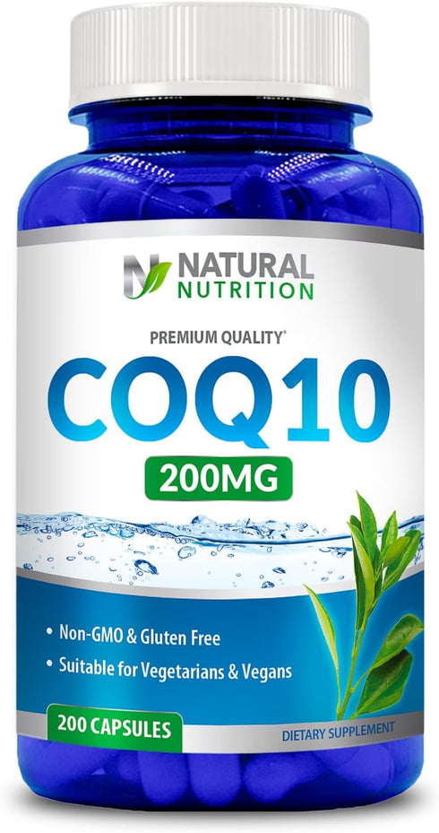 Generic Natural Vitamin Coq10 200mg, 200 Capsules, Quick Absorption - Gluten Free & Non-GMO...