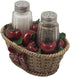 Apple Basket Glass Salt and Pepper Shaker Set with Holder in Country Kitchen Decor and Decorative Dining Room Table Gifts for Farmers...