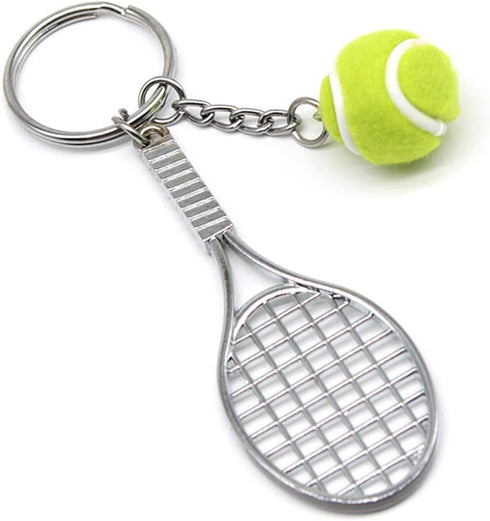 Tennis Keychain Mini Metal Tennis keychains Cute Tennis Racket Ball Keychain Perfect Gifts...