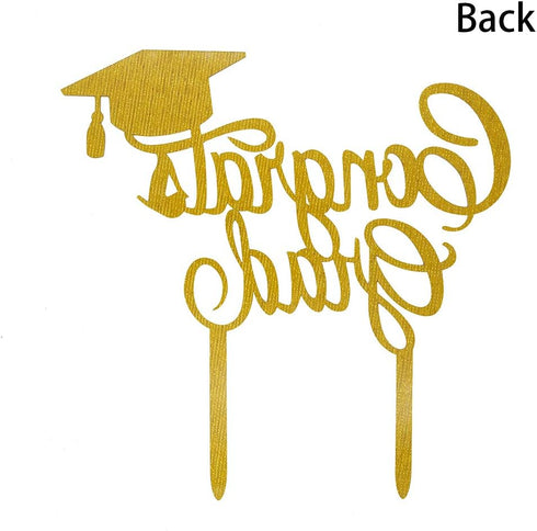 Congrats Grad Cake Topper 2025 Graduation Cake Topper Grad Party Decorations (Gold&Black)...