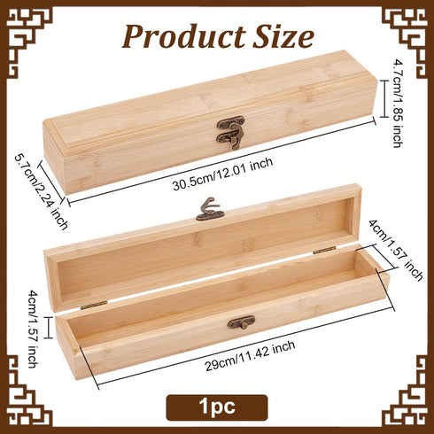 OLYCRAFT Unfinished Wooden Box 12x2.2x1.8 Inch Wood Branding Iron Box Rectangle Pencil Bamboo Box Unpainted Storage Box with Hinged Lid and Front ...