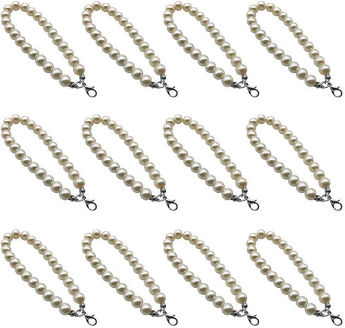 Sovenny 12 Pieces Pearl Beaded Lobster Clasp Key Chain Keyring Purse Bag Charm Decoration Accessory (Silver Clasp)...