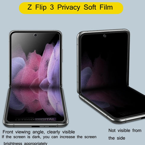 3 Pack Designed for Z Flip 3 Privacy Screen Protector,Anti-Peep 1PCS Outside Screen Protector+1PCS Inside Screen Protector+1PCS Side Protector Fil...