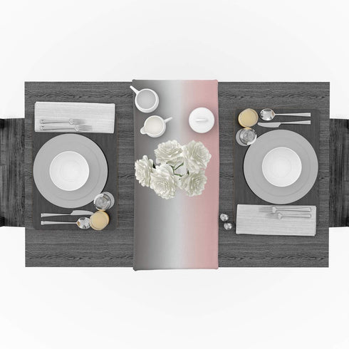 Ombre Cotton Linen Rectangle Table Runners 18''x72'', Gradient Pink and Grey Luxury Table Runners for Wedding Party Banquet Dinner Decor...