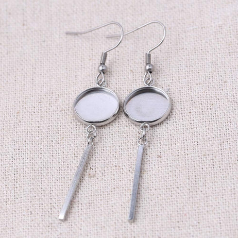 SHUNAE 20pcs Pack 12mm 14mm 16mm Stainless Steel 304 cabochon Earring Base Settings Blank Earrings Bezel Trays DIY Earring Hooks findings (16mm)...