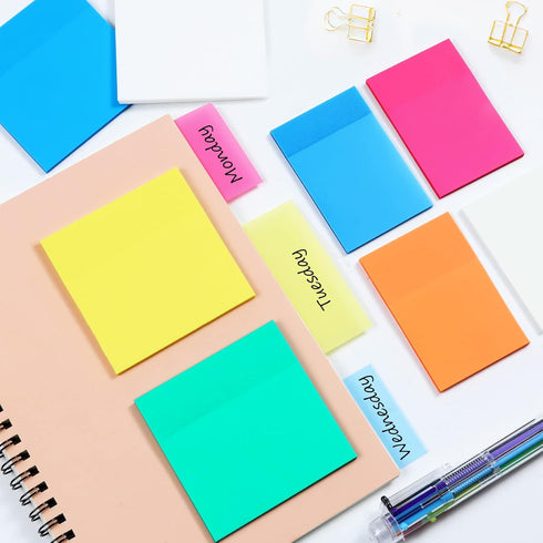 Hommie Pastel Transparent Sticky Notes, 8 Packs Clear Sticky Tabs, Translucent Page Flags Book Markers Stickers, Planner Accessories, Bible Journa...