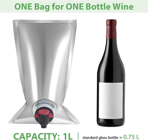 10 Pack Wine Purse Refill Bags, BIB Bag in Box, Refill Bladder Bags for Alcohol, Wine Replacement Wine Pouch with Spout for Wine Cools, Purse, Hol...