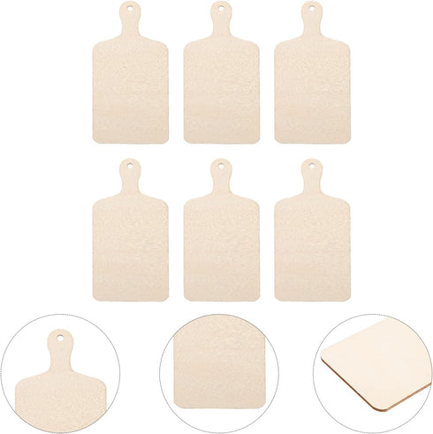 Operitacx 6Pcs Mini Wooden Cutting Board Craft with Handle Wooden Chopping Board Small Serving Board Rustic Paddle Kitchen Board Cooking Butcher B...