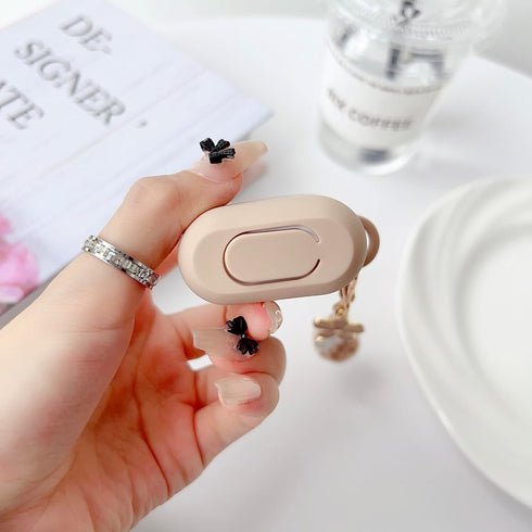 Cute Milk Tea Case for Airpods 2nd/1st Generation Cover for Girl Women with Pom pom Flower Keychain & Cleaner Kit, Soft Silicone Airpods iPod 2nd/...