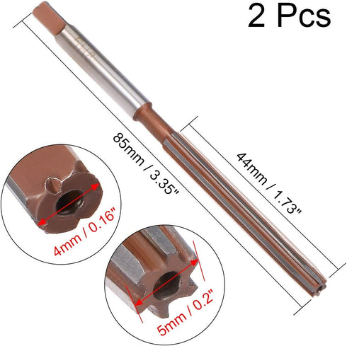 uxcell Hand Reamer 5mm Alloy Tool Steel H8 6 Straight Flutes Hand Milling Cutter Tool Metric Reaming Drill Bit for Metal 2Pcs...