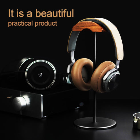 Headphone Stand Holder Headset Holder with Wood and Aluminum Desktop Headphone Stand Headset Stand for Desk with Solid Heavy Base Wood Headphones ...