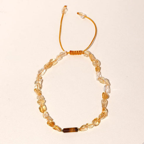 Jewever Citrine/Tigers Eye Beaded Anklet Crystal Irregular Beads Ankle Bracelets for Women Wealth Prosperity Balance Yoga Foot Jewelry Spiritual G...