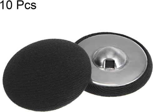 10pcs 48L Fabric Cloth Covered Button 30mm Round Metal Shank Sewing Buttons for Suits Dress Blouses, Black...
