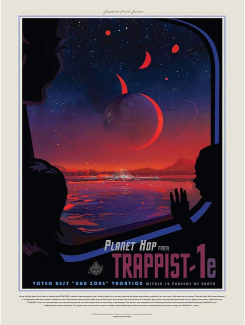 Wee Blue Coo Nasa Space Travel Advert Trappist 1E Planet Hop Unframed Wall Art Print Poster Home Decor Premium...