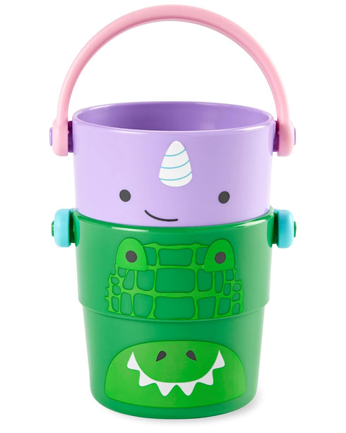 Skip Hop Baby Bath Toy Buckets, Zoo Stack & Pour Buckets, Pastel...