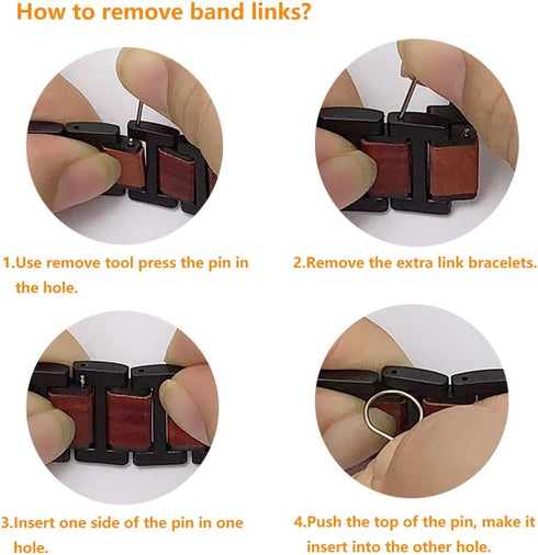 Compatible for Apple Watch 49mm 45mm 44mm 42mm Bands, Red Sandalwood Wood Stainless Steel Replacement Wrist Strap for Apple Watch Ultra & SE Serie...