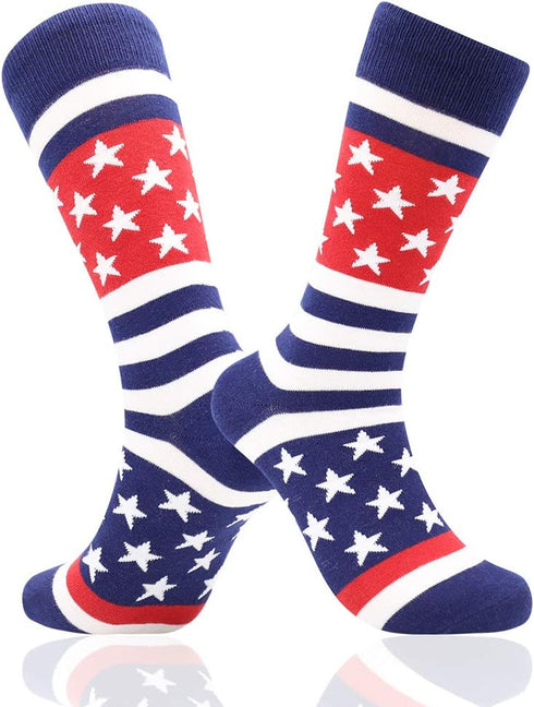 BISOUSOX American Flag Socks Mens Dress Socks 9-12 Funny Crazy Novelty Business Wedding Crew Groomsman President Sock...