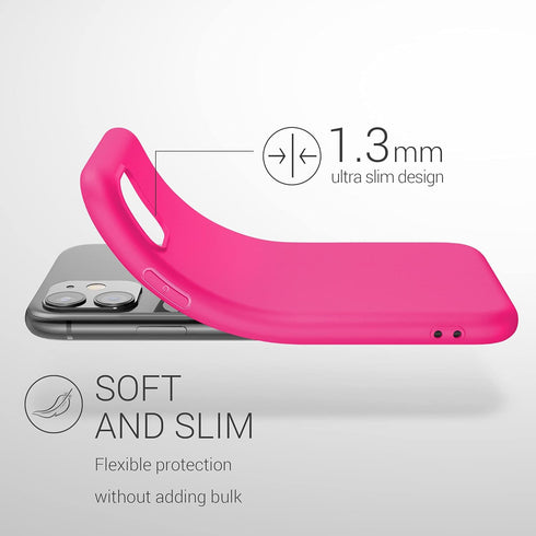 kwmobile Case Compatible with Apple iPhone 11 Case - Soft Slim Protective TPU Silicone Cover - Neon Pink...