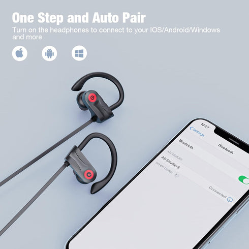 Boean Bluetooth Headphones, Wireless Earbuds with 16 Hours Playtime Bluetooth 5.3 Wireless Headphones HD Deep Bass Stereo Sound Isolation IPX7 Wat...