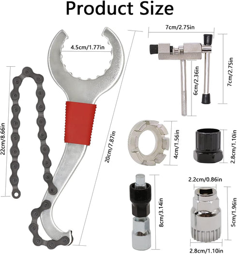 Bike Tool Kit, 6 Pcs Professional Bicycle Repair Tools for Mountain Bike with 3-in-1 Cassette Remover Wrench Chain Breaker Crank Puller Extractor ...
